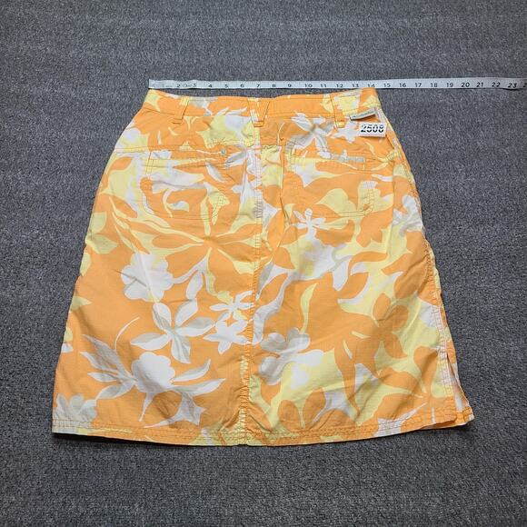 Columbia Skirt Womens 6 Yellow Orange Floral Print 100% Cotton Pockets Outdoors - Picture 7 of 8
